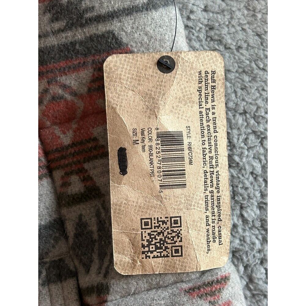 Ruff Hewn Women's Size M Warm Thick Gray+Pink Southwestern Print Puffer Vest - Picture 7 of 16